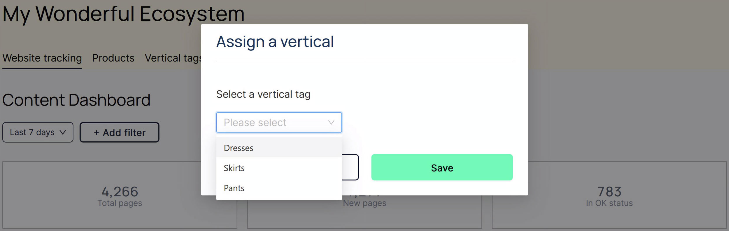 Assign a vertical tag to your selected pages